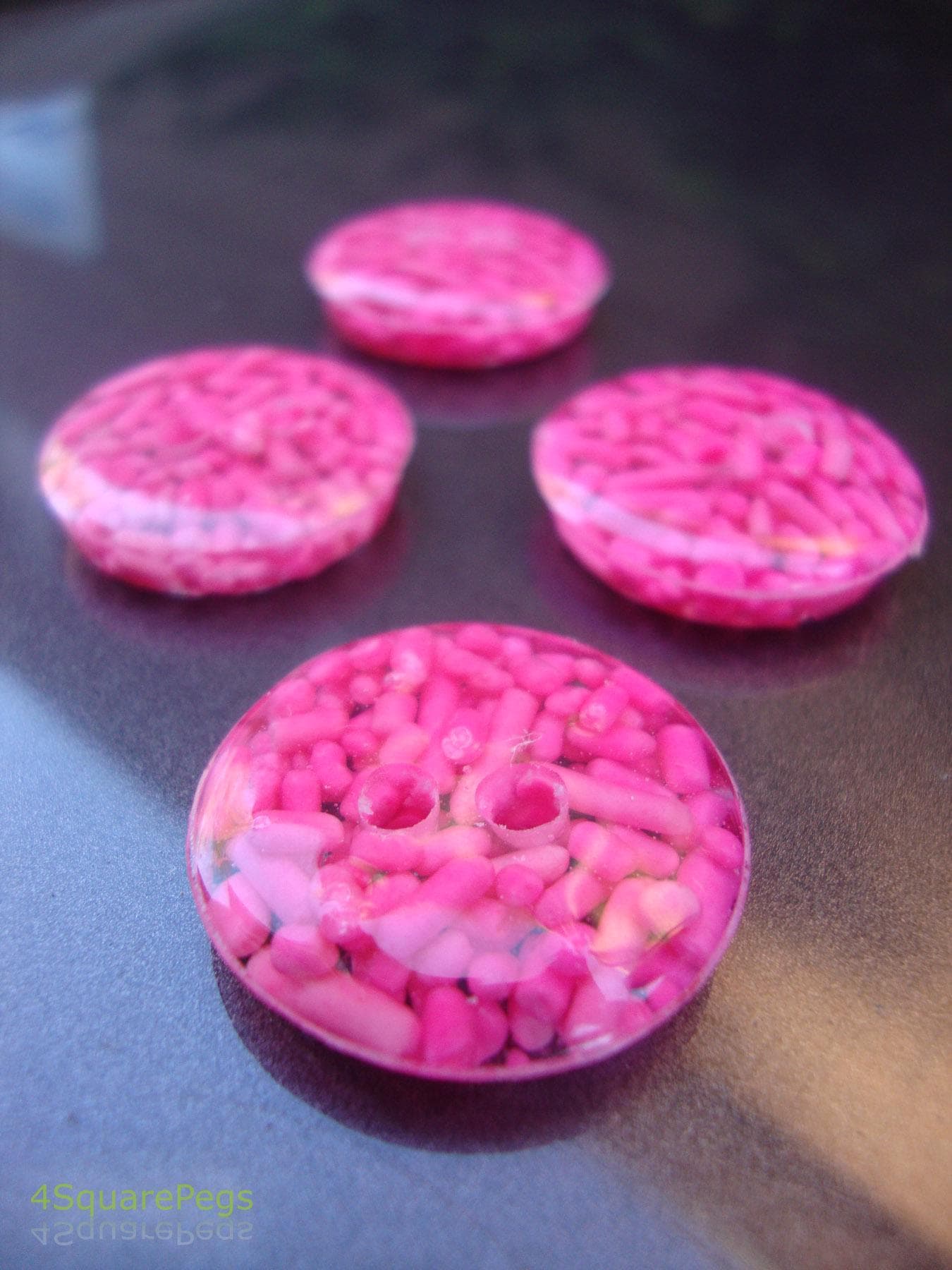 Handmade Resin Buttons, Pink Sprinkle Buttons, Buttons for Sewing, Craft Supplies, Buttons for Cardigan, Unique Buttons for Knitting DIY