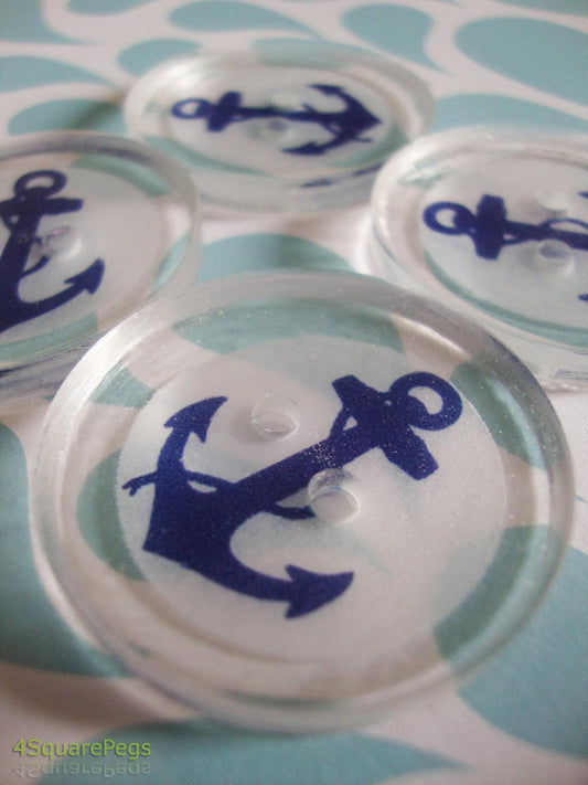 Handmade Resin Buttons, Navy Anchor Buttons, Buttons for Sewing, Craft Supples, Buttons for Cardigan, Unique Buttons for Knitting DIY