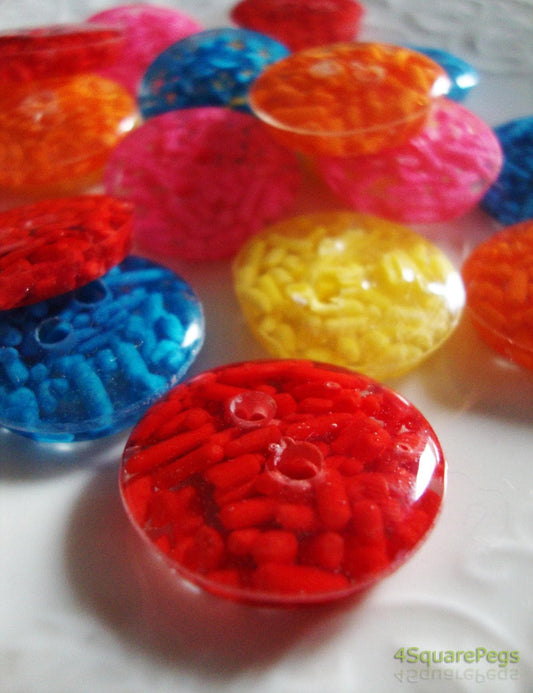 Handmade Resin Buttons, Red Sprinkle Buttons, Buttons for Sewing, Craft Supplies, Buttons for Cardigan, Unique Buttons for Knitting DIY