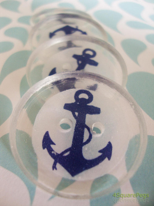 Handmade Resin Buttons, Navy Anchor Buttons, Buttons for Sewing, Craft Supples, Buttons for Cardigan, Unique Buttons for Knitting DIY