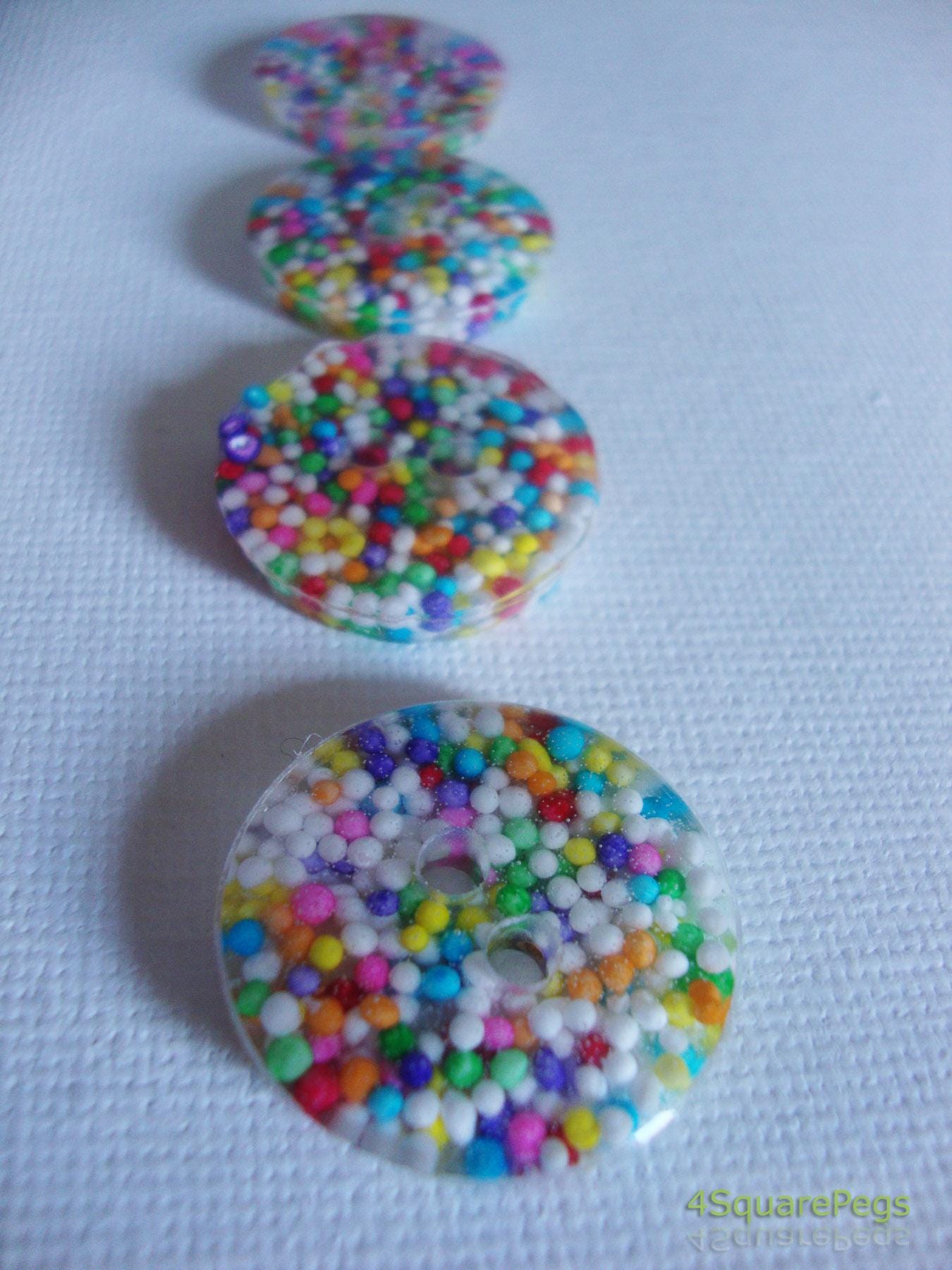 Handmade Resin Buttons, Rainbow Sprinkle Buttons, Buttons for Sewing, Craft Supplies, Buttons for Cardigan, Unique Buttons for Knitting DIY