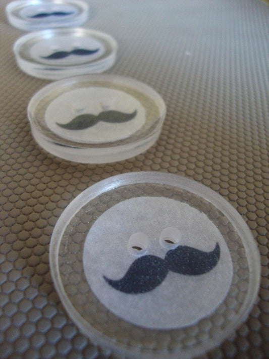 Handmade Resin Buttons, Mister Mustache Buttons, Buttons for Sewing, Craft Supples, Buttons for Cardigan, Unique Buttons for Knitting DIY