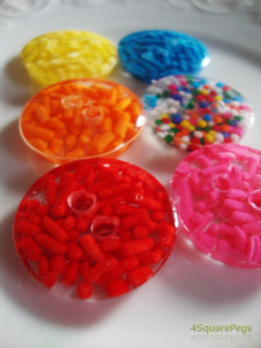 Handmade Resin Buttons, Orange Sprinkle Buttons, Buttons for Sewing, Craft Supplies, Buttons for Cardigan, Unique Buttons for Knitting DIY