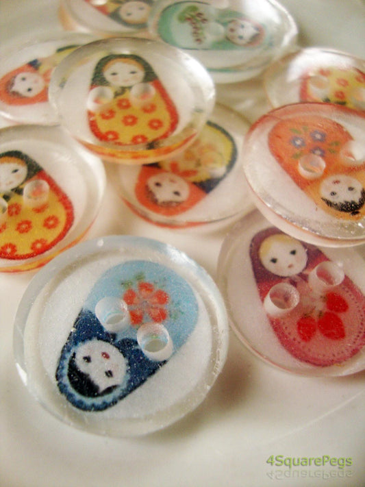 Handmade Resin Buttons, Nesting Doll Buttons, Buttons for Sewing, Craft Supples, Buttons for Cardigan, Unique Buttons for Knitting DIY