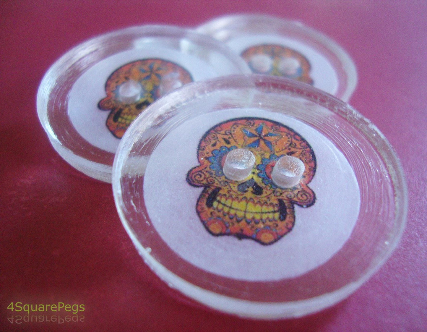Handmade Resin Buttons, Sugar Skull Buttons, Buttons for Sewing, Craft Supples, Buttons for Cardigan, Unique Buttons for Knitting DIY