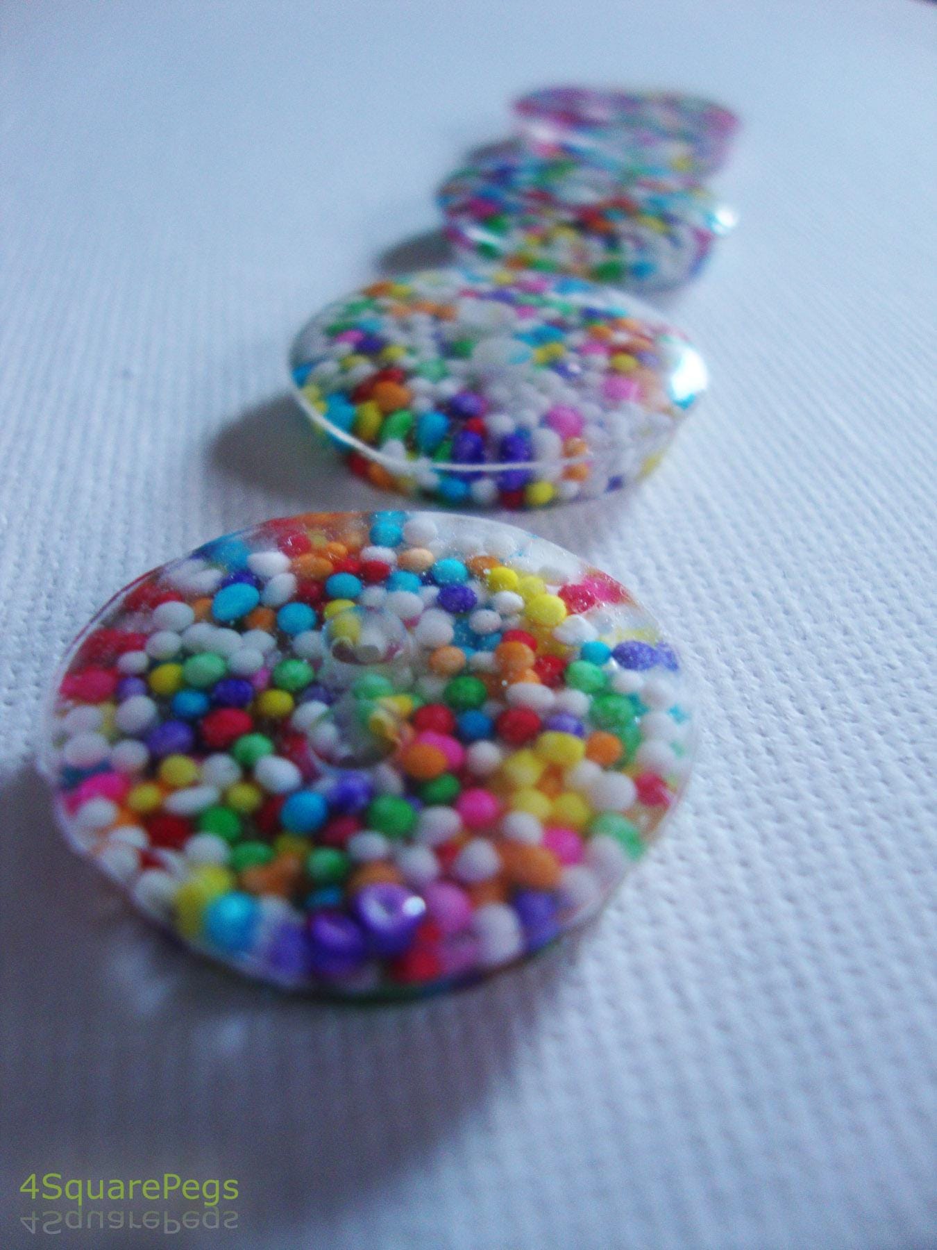 Handmade Resin Buttons, Rainbow Sprinkle Buttons, Buttons for Sewing, Craft Supplies, Buttons for Cardigan, Unique Buttons for Knitting DIY