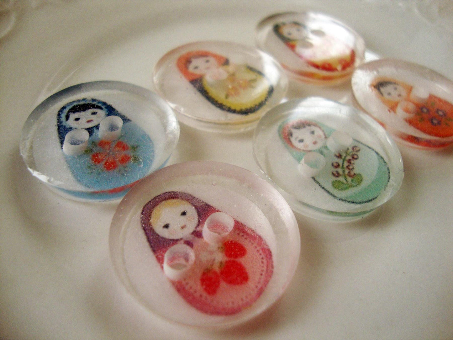 Handmade Resin Buttons, Nesting Doll Buttons, Buttons for Sewing, Craft Supples, Buttons for Cardigan, Unique Buttons for Knitting DIY