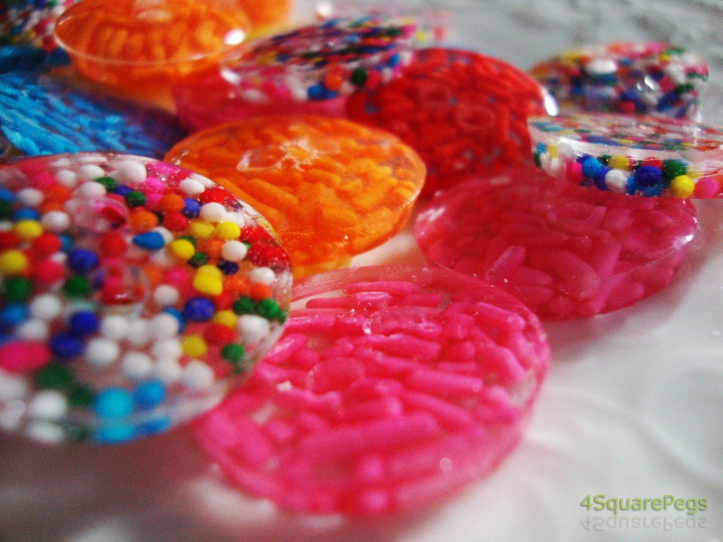 Handmade Resin Buttons, Orange Sprinkle Buttons, Buttons for Sewing, Craft Supplies, Buttons for Cardigan, Unique Buttons for Knitting DIY