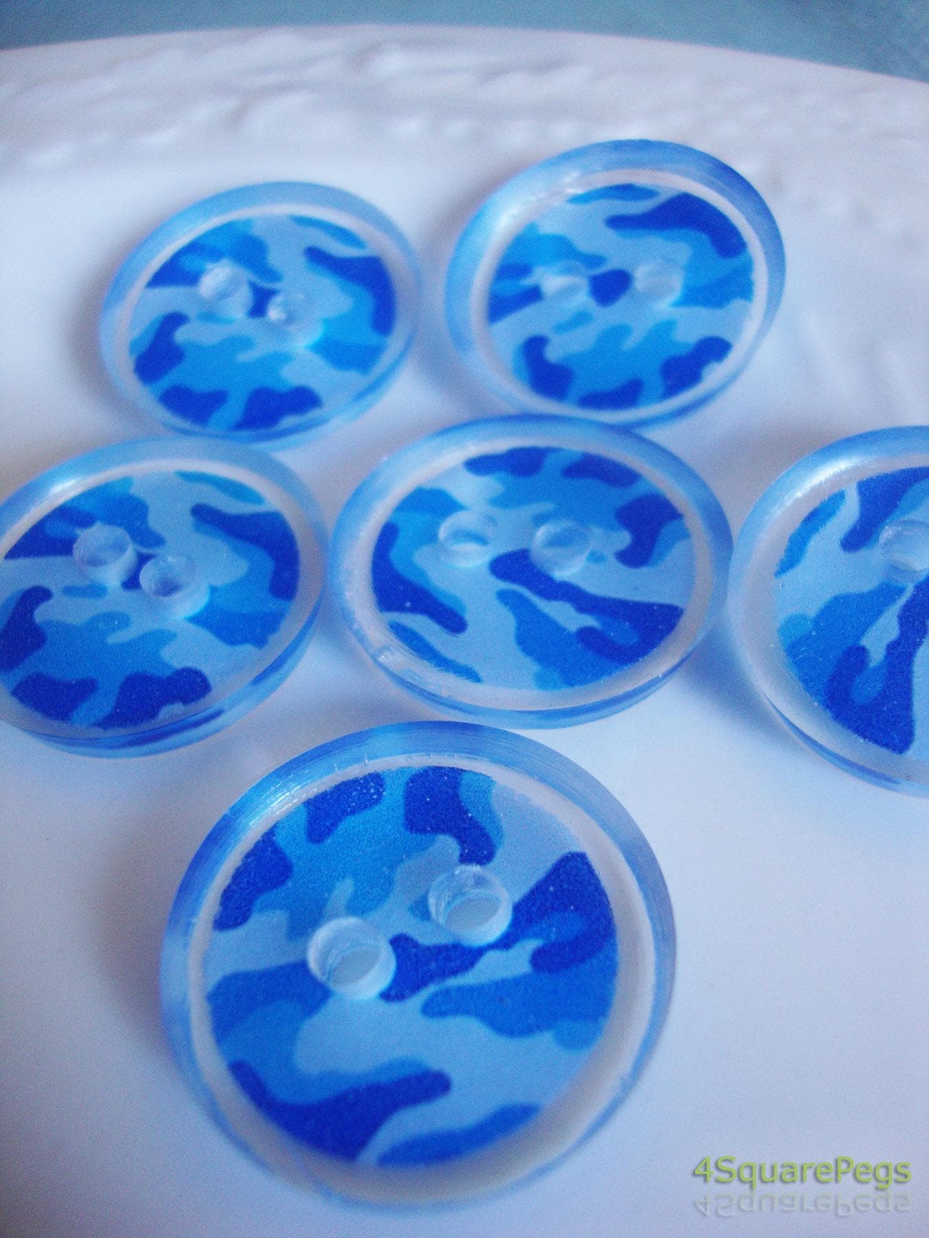 Handmade Resin Buttons, Blue Camouflage Buttons, Buttons for Sewing, Craft Supples, Buttons for Cardigan, Unique Buttons for Knitting DIY