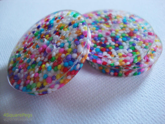 Handmade Resin Buttons, Rainbow Sprinkle Buttons, Buttons for Sewing, Craft Supplies, Buttons for Cardigan, Unique Buttons for Knitting DIY